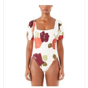 Kate Spade Puff Sleeve One Piece Swimsuit, Just Rosy Sz XS NWT